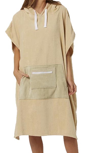 O&E Hooded Poncho Towel Beige