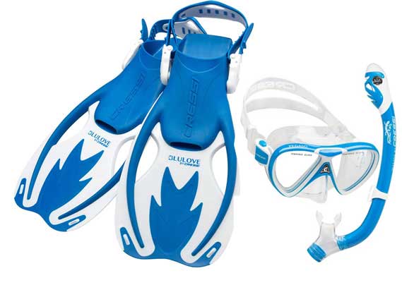 Cressi Kids Dry Snorkel set & Rocks Fins Blue Cressi Kids Dry Snorkel set & Rocks Fins Blue
