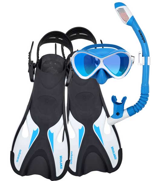 Oceanpro Kids Dry Snorkel set & Fins Blue