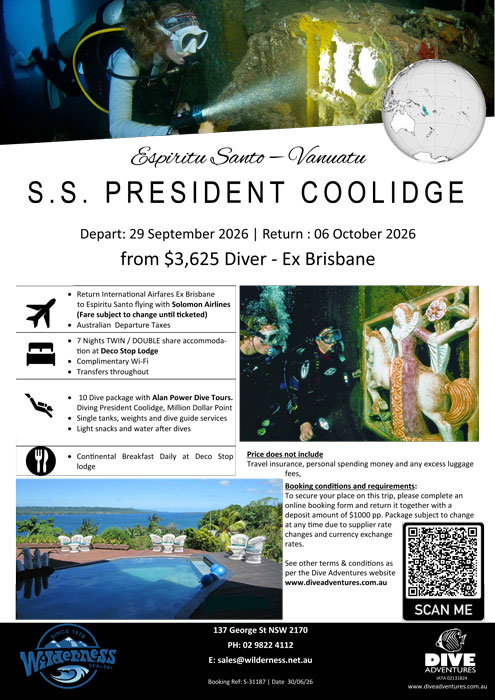 Santo-Vanuatu SS President Coolidge Sept 2026