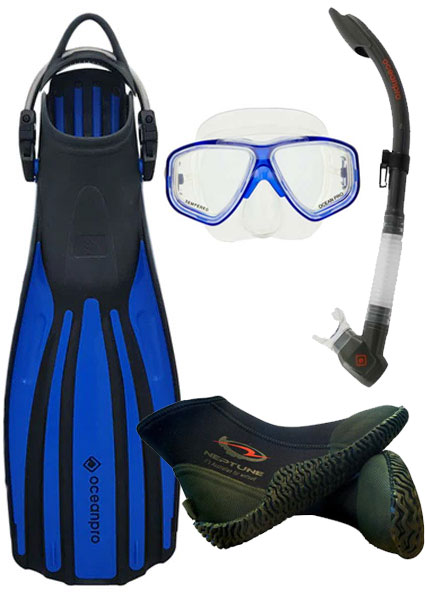 Scuba diving Fin, Mask, Snorkel, Boots Packages at discount